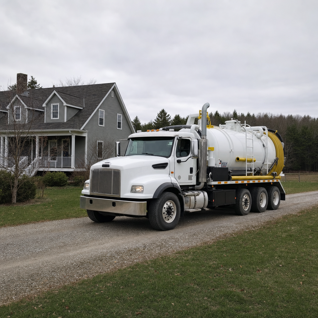 Septic vacuum truck arriving at a Richmond Hill home for same-day emergency service